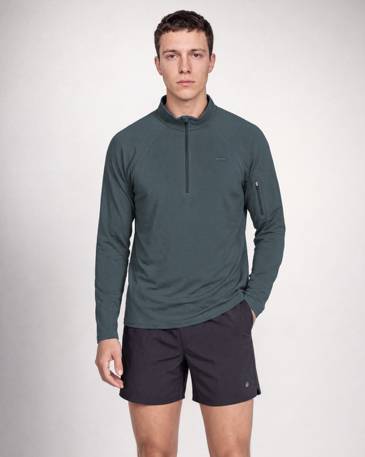 Men's Waffle Quarter Zip - Balsam Green