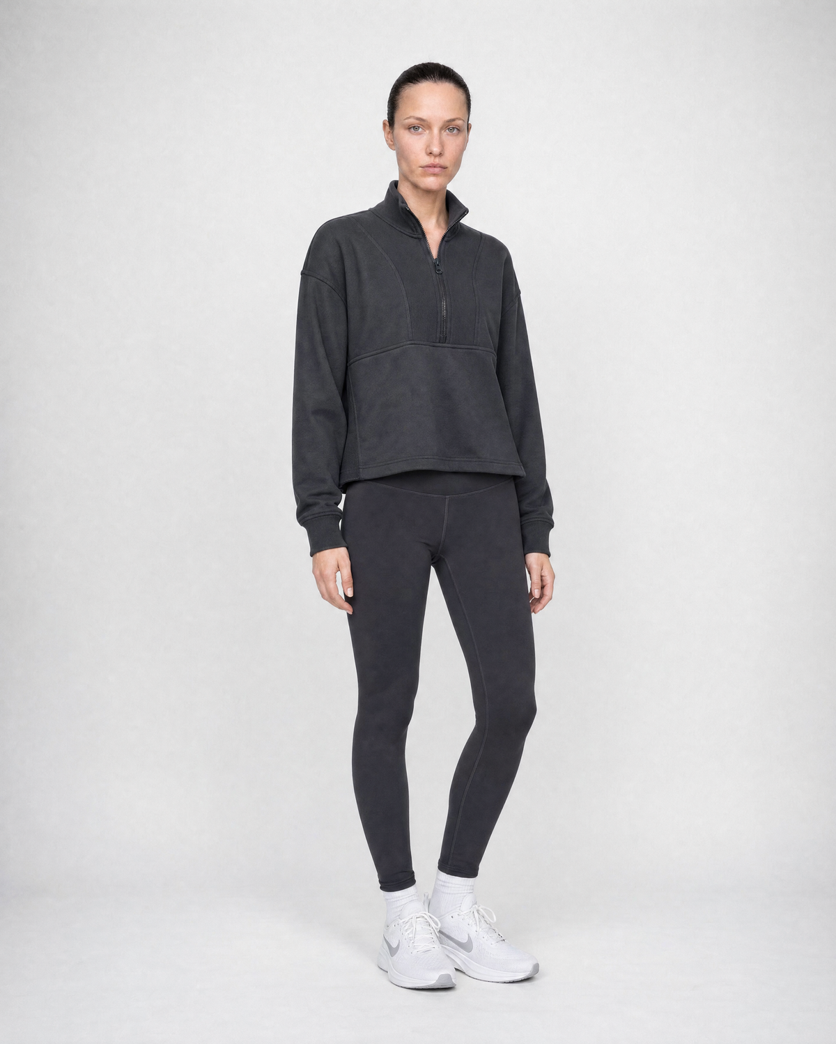 Women's CloudalLux Boxy Quarter Zip - Soft Black