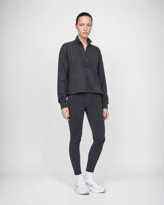 Women's CloudalLux Boxy Quarter Zip - Soft Black