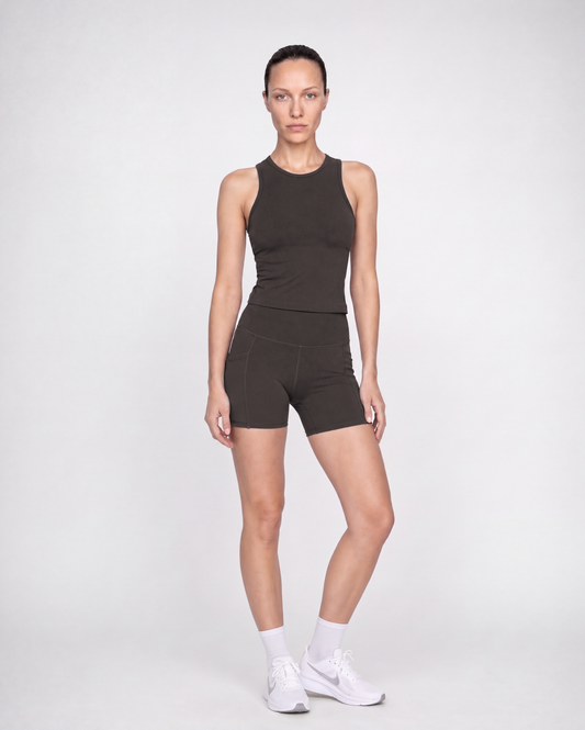 Women's PureStretch Cropped Tank Top - Seal Brown